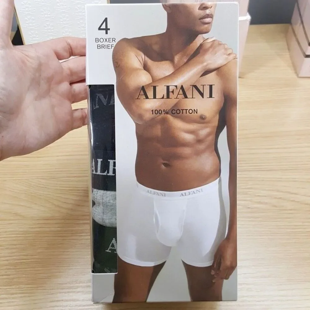 ALFANI Mens Boxer Briefs Small Gray 4-Pack Tagless 100% Cotton